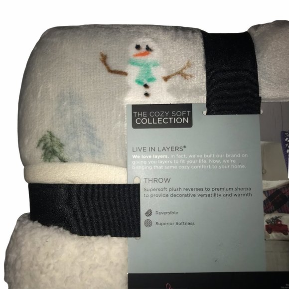 Cuddl Duds Bedding Nwt Cuddl Duds Reversible Snowman Throw 5x60